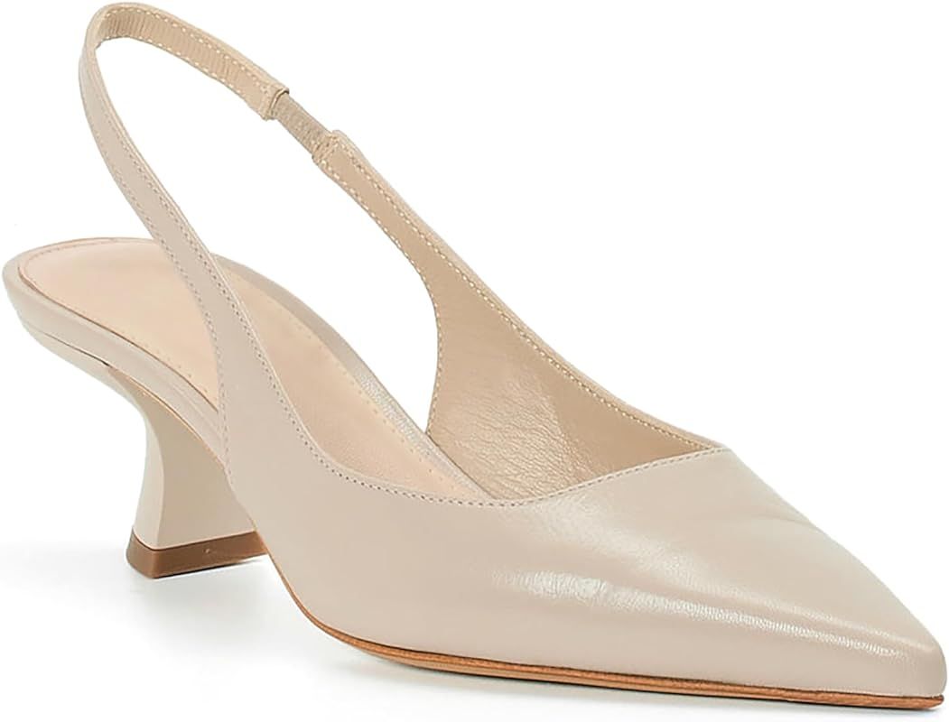 Women’s Low Kitten Heel Pumps Shoes Closed Pointed Toe Heels Casual Slingback Slip-on Dress Sho... | Amazon (US)