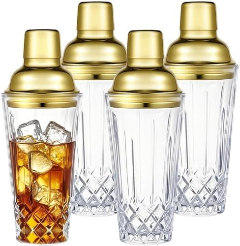 Honeydak 4 Pcs Glass Cocktail Shakers Martini Shakers with Stainless Steel Lids and Strainers Cle... | Amazon (US)
