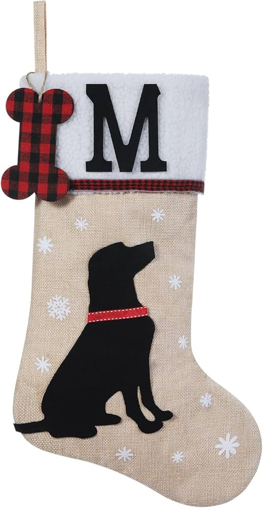 20 Inches Pets Initial Christmas Stocking,Dog Christmas Stocking Personalized with Dog Bone Hangi... | Amazon (US)