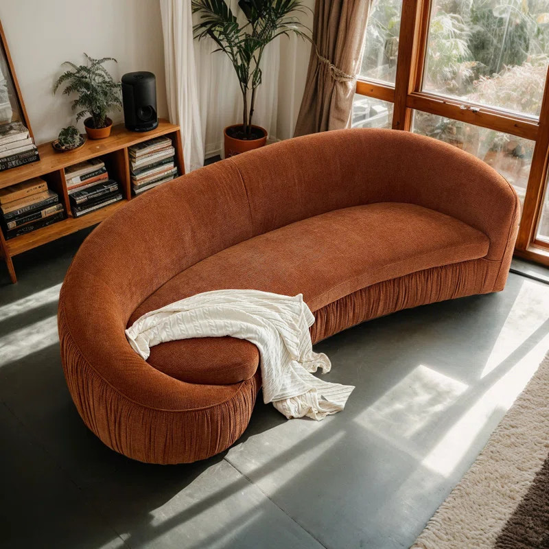 92" Modern Minimalist Design Curved Shaped Sofa Couch, No Need to Assembly | Wayfair North America