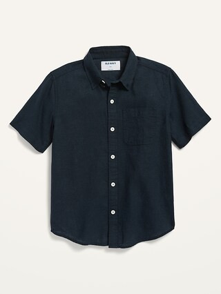 Short-Sleeve Linen-Blend Shirt For Boys | Old Navy (US)