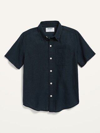 Short-Sleeve Linen-Blend Shirt for Boys | Old Navy (US)