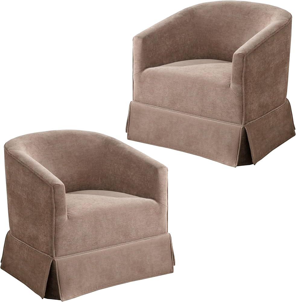 Swivel Accent Chair Set of 2, Upholstered Swivel Chairs for Living Room, Bedroom, Lounge, Fabric ... | Amazon (US)