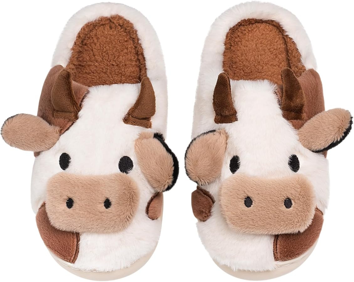 XIXITIAO Slippers For Women,Cow Slippers,Womens Fuzzy Slippers,Cute Animal Cartoon Fluffy Plush H... | Amazon (US)