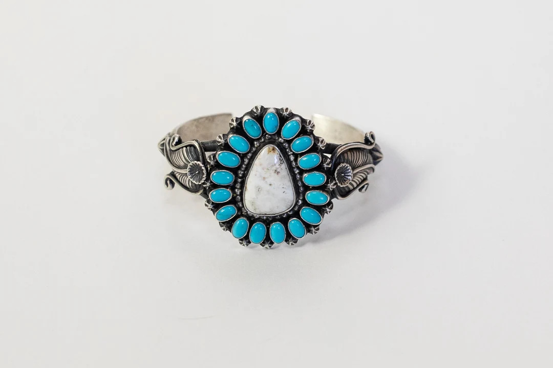 White horse Turquoise  & Turquoise cuff | Etsy (US)