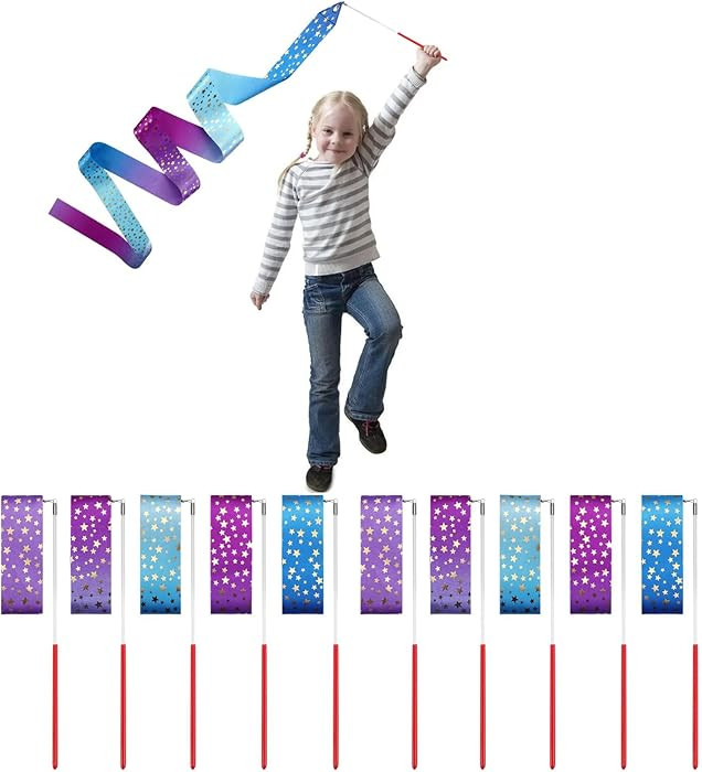 AITIME Ribbon Wands Party Favors for Kids, 20 Pack Rhythmic Gymnastics Ribbon, Girl Birthday ,Out... | Amazon (US)