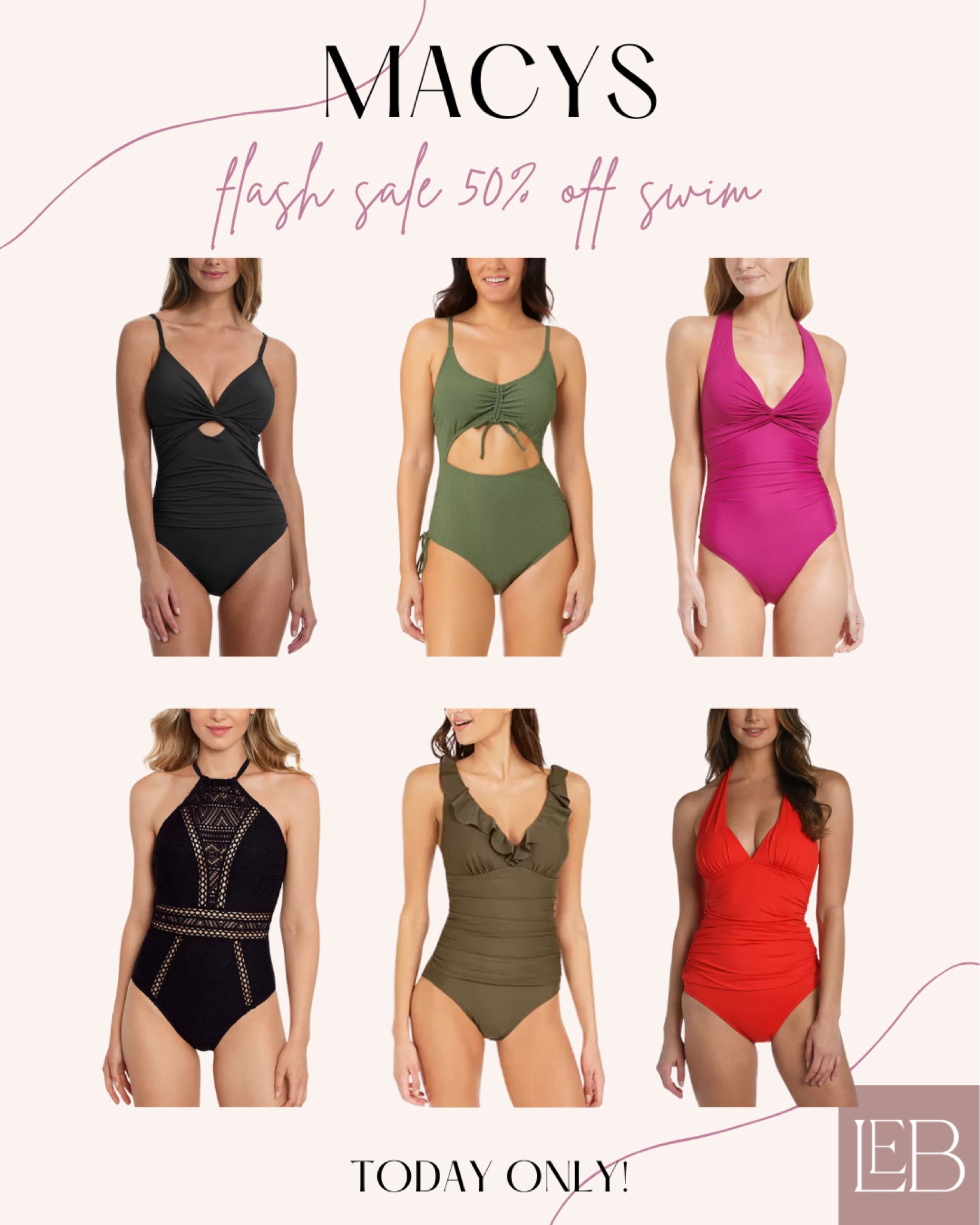 Macy’s Flash sale! 50% off women’s swim, sale ends today!

Swim suits, summer, spring, women’s fashion, for her, vacation 

#LTKswim #LTKFind #LTKsalealert