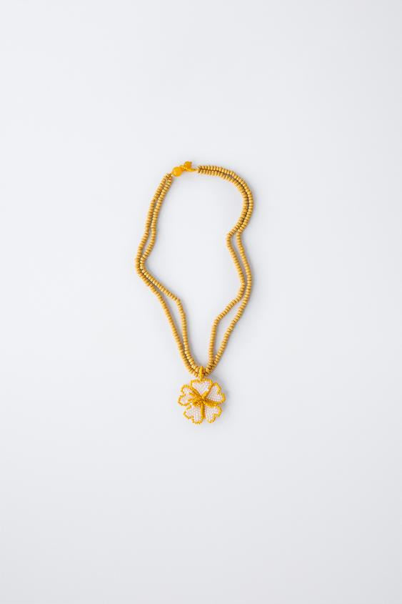 FLOWER BEADED NECKLACE | Zara US