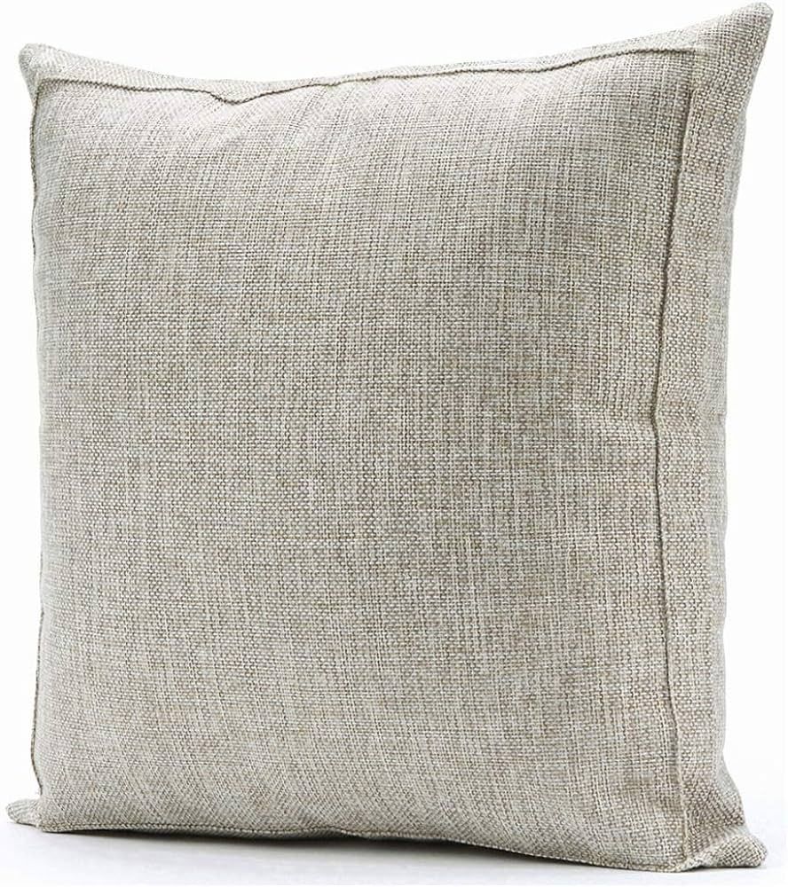 Jepeak Burlap Linen Throw Pillow Cover Square Cushion Case, 24x24 Inches Beige/Khaki Threads Mode... | Amazon (US)