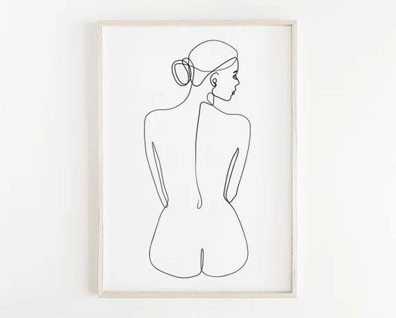 Nude Female Figure Drawing PRINTABLE, Female Back Sketch, Minimal Line Art, Woman Ink Drawing, Naked | Etsy (UK)