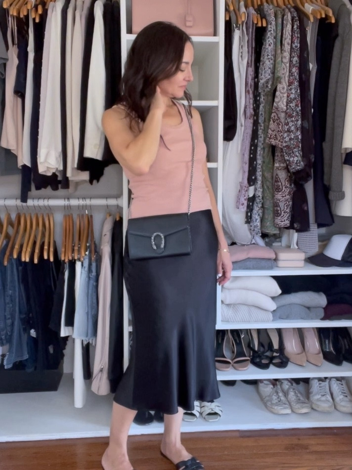 My favorite tank that I have in 3 colors. Runs TTS. My silk midi skirt comes in many colors and is under $70. 

#LTKFindsUnder100 #LTKOver40 #LTKVideo
