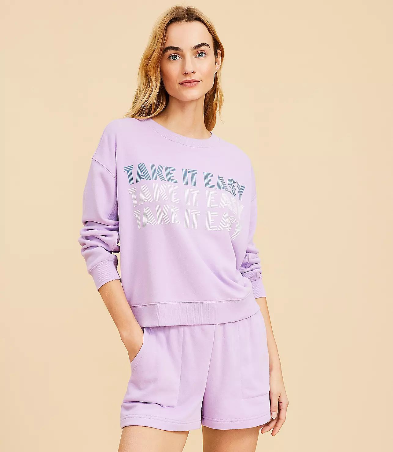 Lou & Grey Take It Easy Cozy Cotton Terry Sweatshirt | LOFT