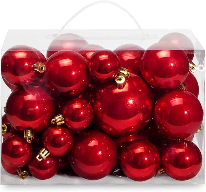 AMS 40ct Christmas Ball Plated Ornaments Tree Collection for Holiday Wedding Party Decoration(40c... | Amazon (US)