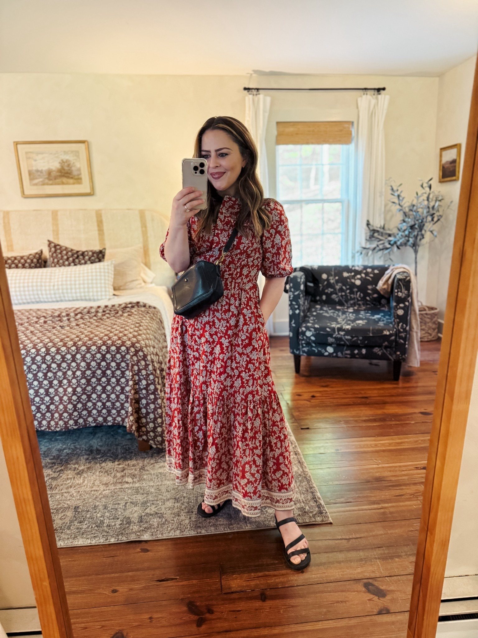 knee length dresses for ladies Fleursonne Pintucked Midi Dress