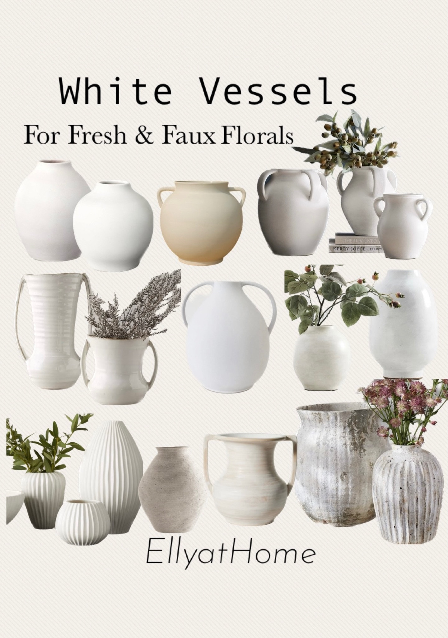 Afloral Natural White Clay Jug Vase - 14