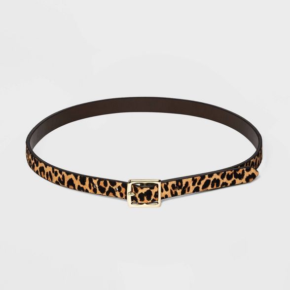 Women's Leopard Print Gold Square Buckle Belt - A New Day™ | Target