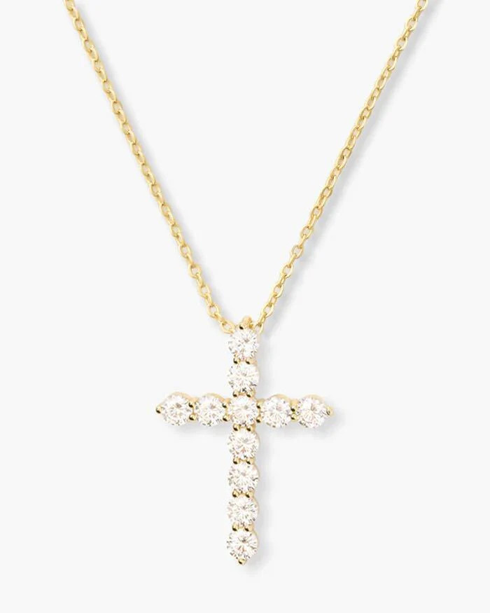 "Oh She Fancy" Small Cross Pendant - Gold|White Diamondettes | Melinda Maria Jewelry