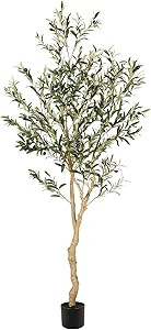 Realead 6ft Faux Olive Tree, Tall Olive Tree Plants, Fake Potted Olive Silk Tree, Artificial Oliv... | Amazon (US)