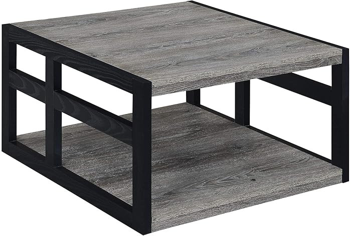 Convenience Concepts Monterey - Mesa de centro cuadrada con estante, gris desgastado/negro | Amazon (US)