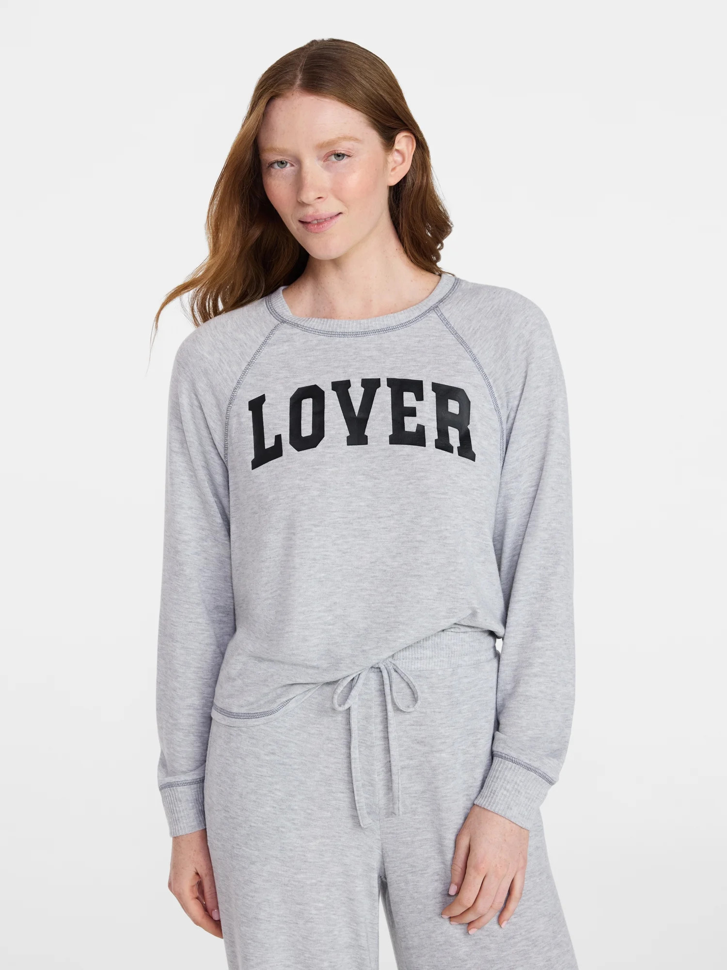 Joyspun Women's Cozy Lounge Collection Hacci Knit Long Sleeve Sleep Top, Sizes XS-3X | Walmart (US)