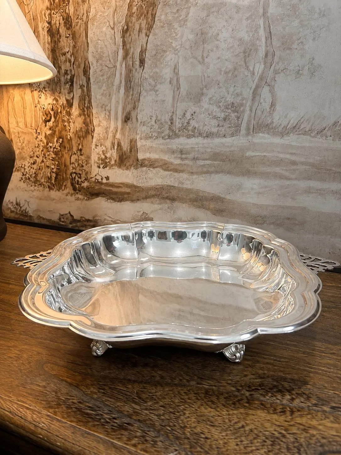 Vintage Silverplate Footed Serving Tray | Large Scalloped Silver Tray with Ornate Handles | Etsy (Global)