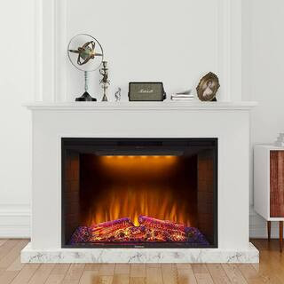36 in. 750/1500-Watt Black Electric Fireplace Insert with Thin Trim, Adjustable Flame, 3 Color To... | The Home Depot