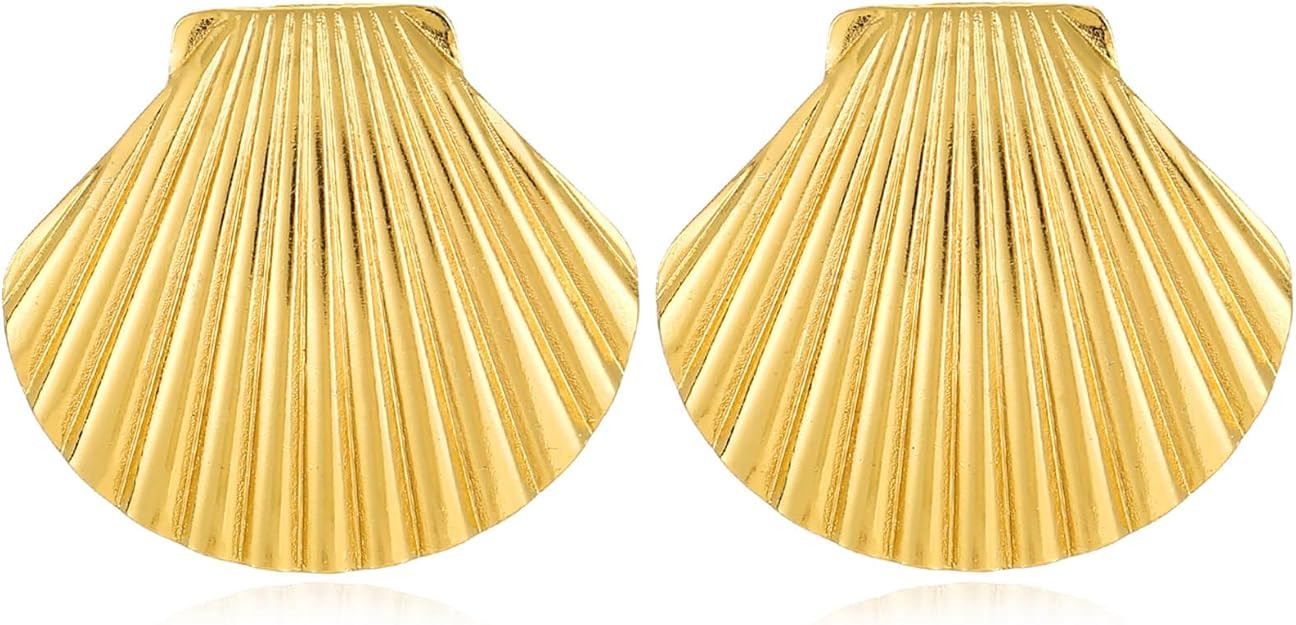 Gold Starfish Shell Earrings Chunky Conch Seashell Stud Earrings Summer Beach Jewelry for Women | Amazon (US)