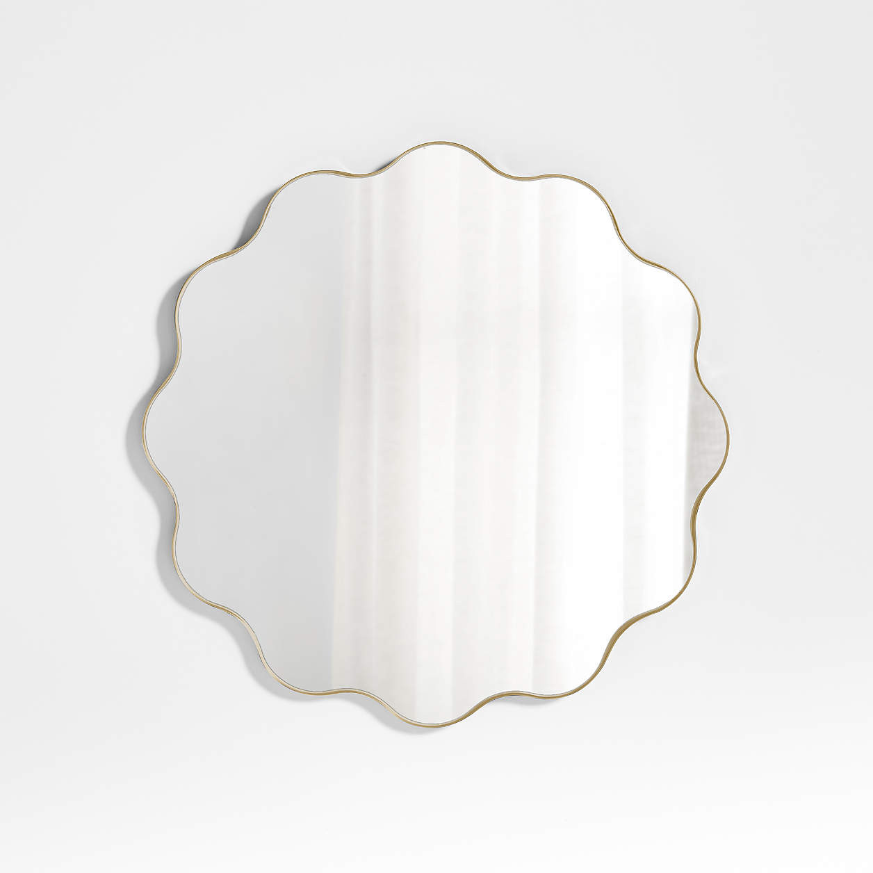 Waveland Brass Metal 30" Round Scalloped Wavy Wall Mirror + Reviews | Crate & Kids | Crate & Barrel