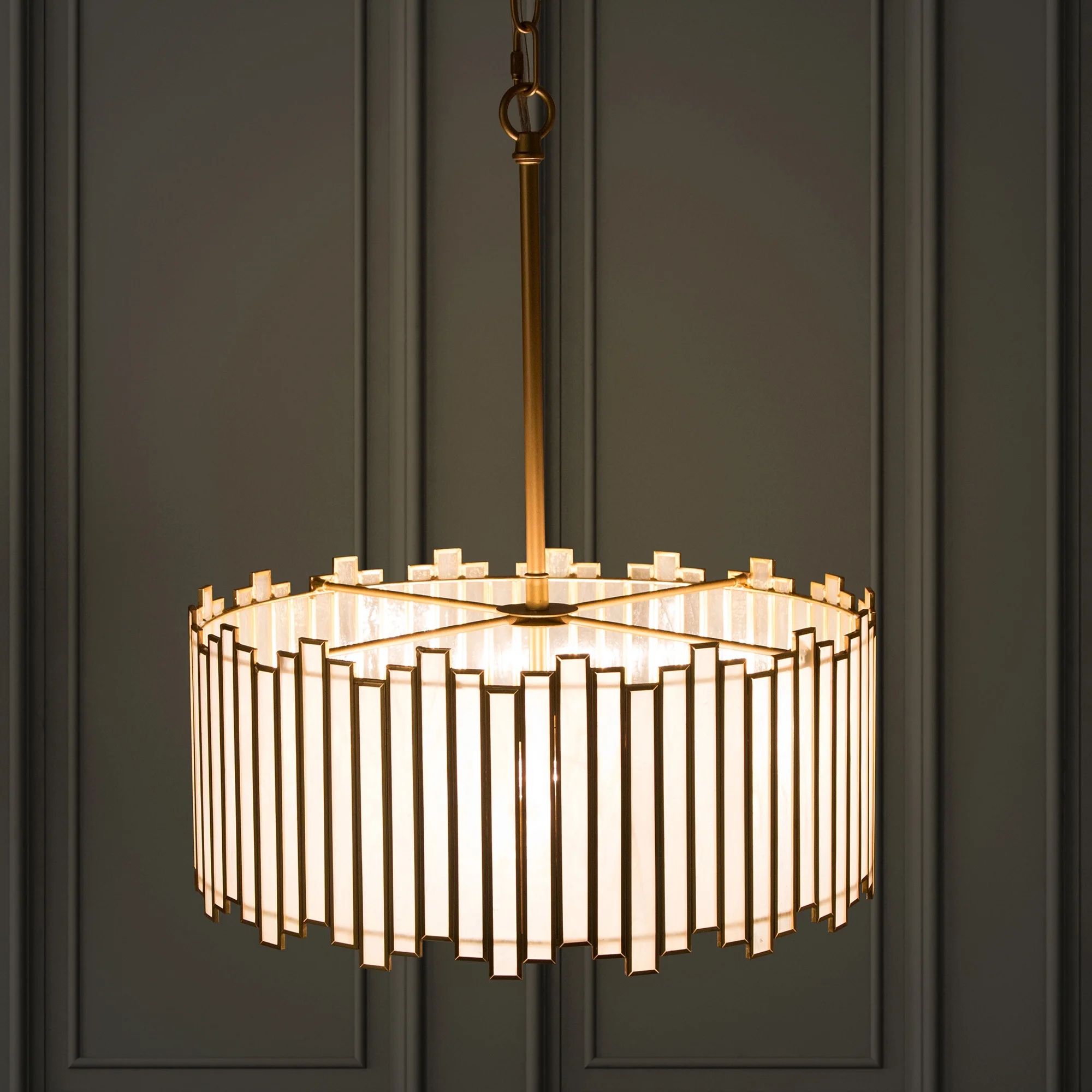 LNC 4-Light Modern/Contemporary Tiffany Matte Gold and White Drum Shade Chandelier For Living Roo... | Walmart (US)