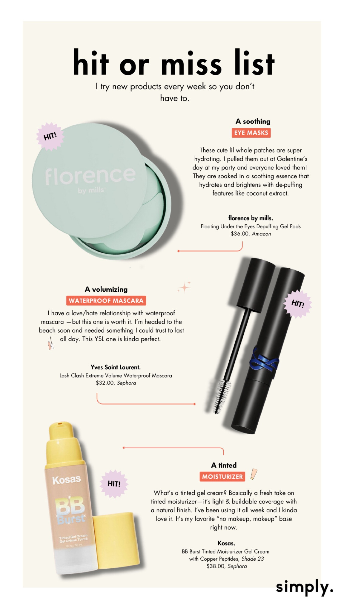 Hit or miss? I tried florence by mills eye mask, YSL mascara, & Kosas tinted moisturizer.  This is my take on them!

#LTKbeauty