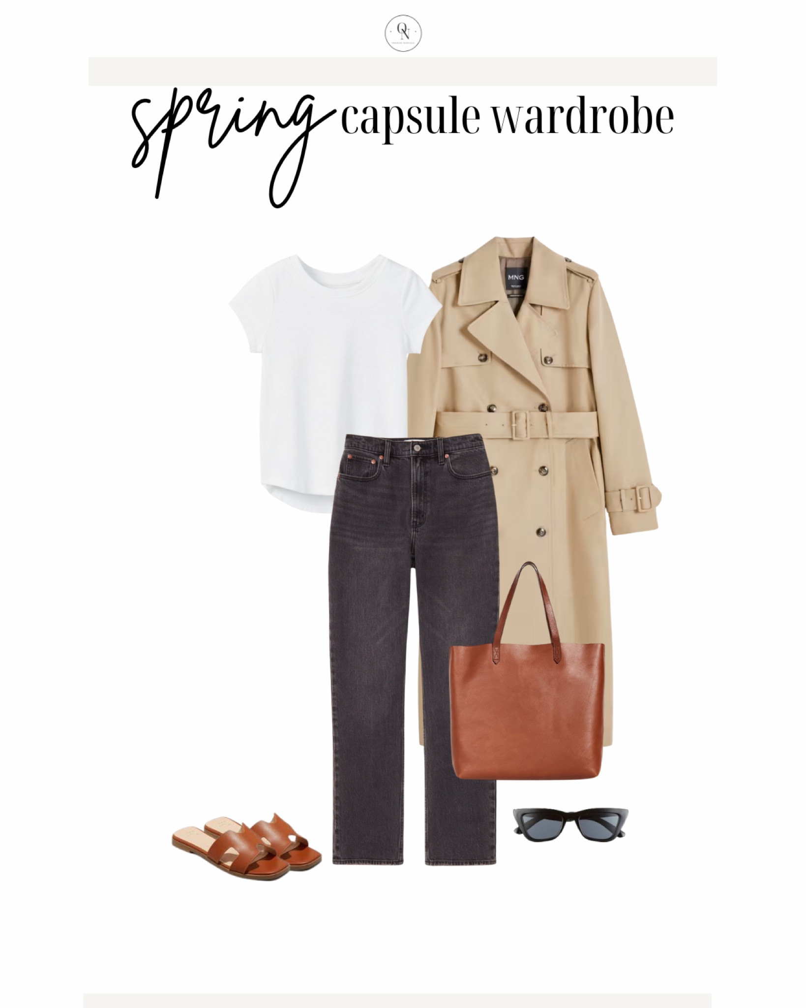 Trench coat outfit idea for spring, ways to wear a trench coat, trench for spring 

The Spring Capsule Wardorbe is here! 18 pieces to make getting dressed easy, decrease decision fatigue and reduce your mental load this spring. All at a modest price point with all items including trench under $150.

1. Basic white tshirt
2. Cashmere sweater
3. Striped sweater
4. White button down
5. Black denim
6. Cream pants (not shown but linked)
7. Wide leg denim
8. Black blazer
9. Trench coat
10. Black mules
11. Cognac sandals
12. Black sling backs
13. Sneakers
14. Chain necklace
15. Black purse 
16. Black crossbody (not shown)
17. Cognac tote
18. Sunglasses

spring outfits, spring capsule, what to wear for spring, spring outfits for women, travel spring outfits, spring essentials, sprint closet essentials, spring wardrobe essentials


#LTKSpringSale #LTKSeasonal