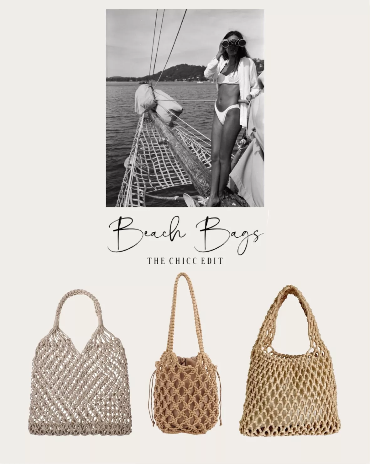 Travel Beach Fishing Net Handbag Woven Shoulder Bag Cotton Rope Macrame Bag  Mesh Beach Bag Crochet Knit Purse for Women