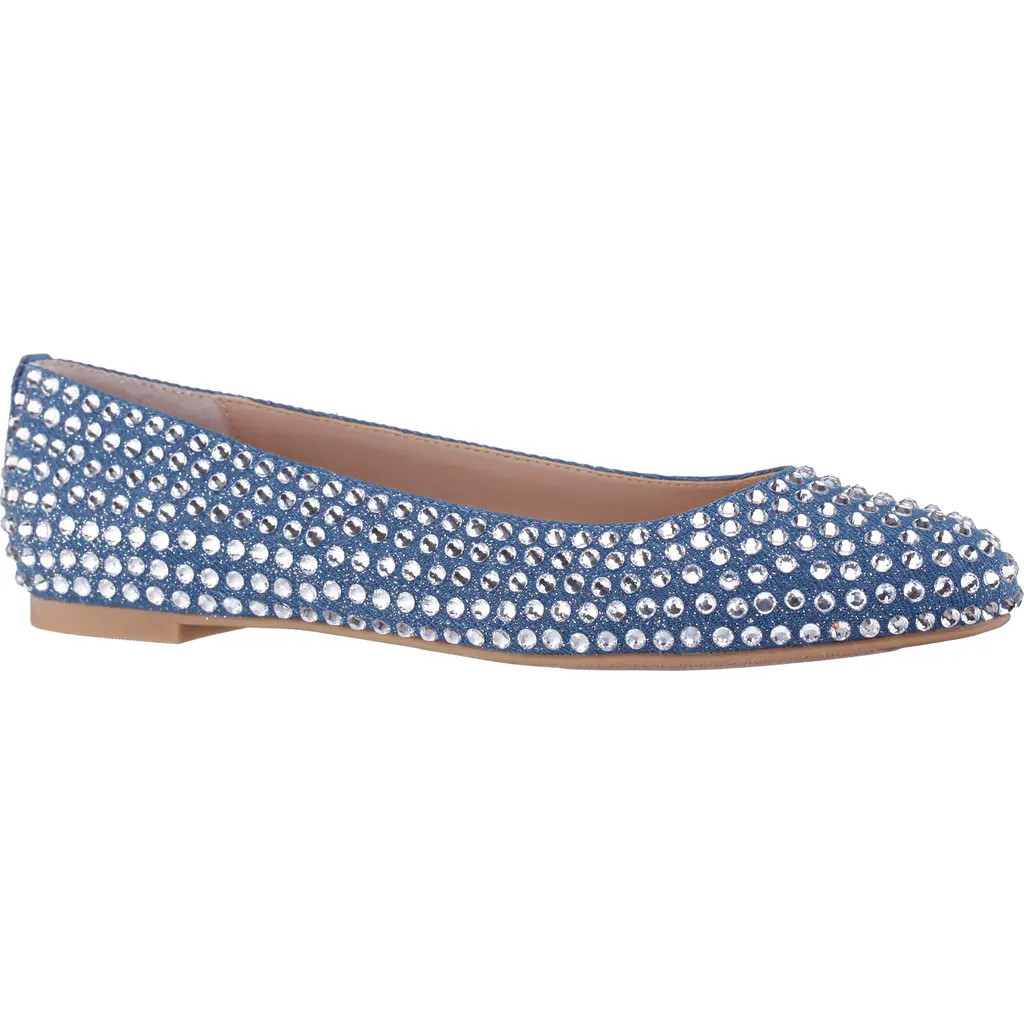 Nina Paula Embellished Flat in Blue Denim at Nordstrom, Size 7 | Nordstrom
