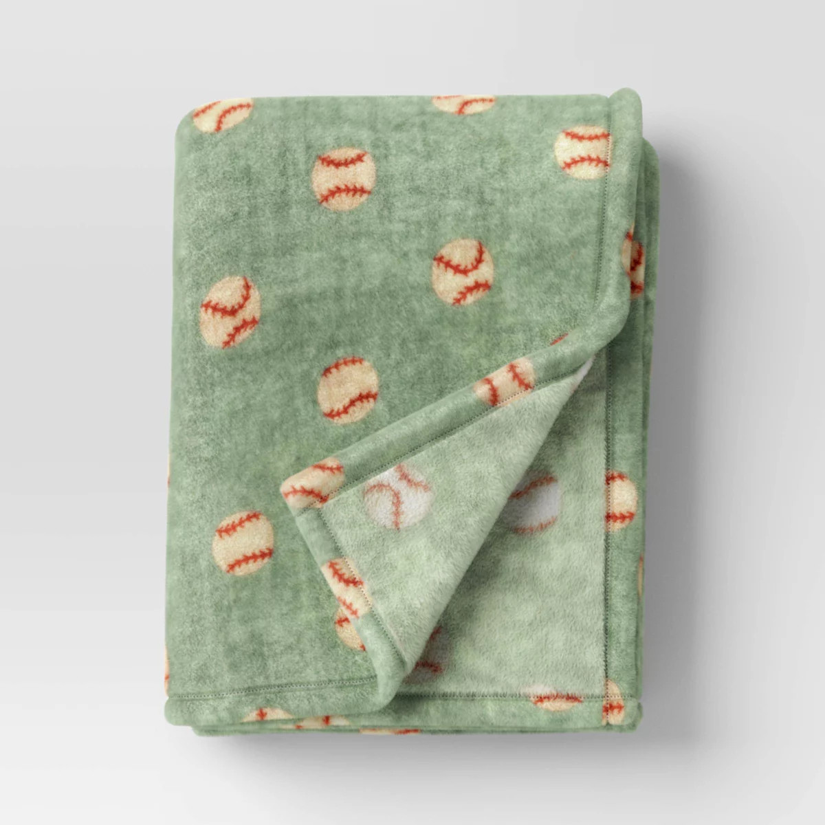 50"x60" Baseball Plush Throw Blanket Green | Target
