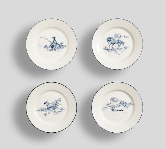 Brandon Maxwell Groveland Toile Appetizer Plates - Mixed Set of 4 | Pottery Barn (US)