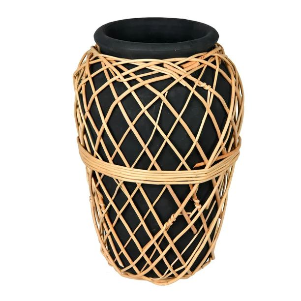 ickerman 15" Charcoal Terracotta Vase with Wicker. This vase measures 15 inches tall by 10 inches... | Walmart (US)