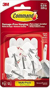 Command General Purpose Wire Hooks Multi-Pack, Small, Metal, White, 0.5 lb Capacity, 9 Hooks and ... | Amazon (US)