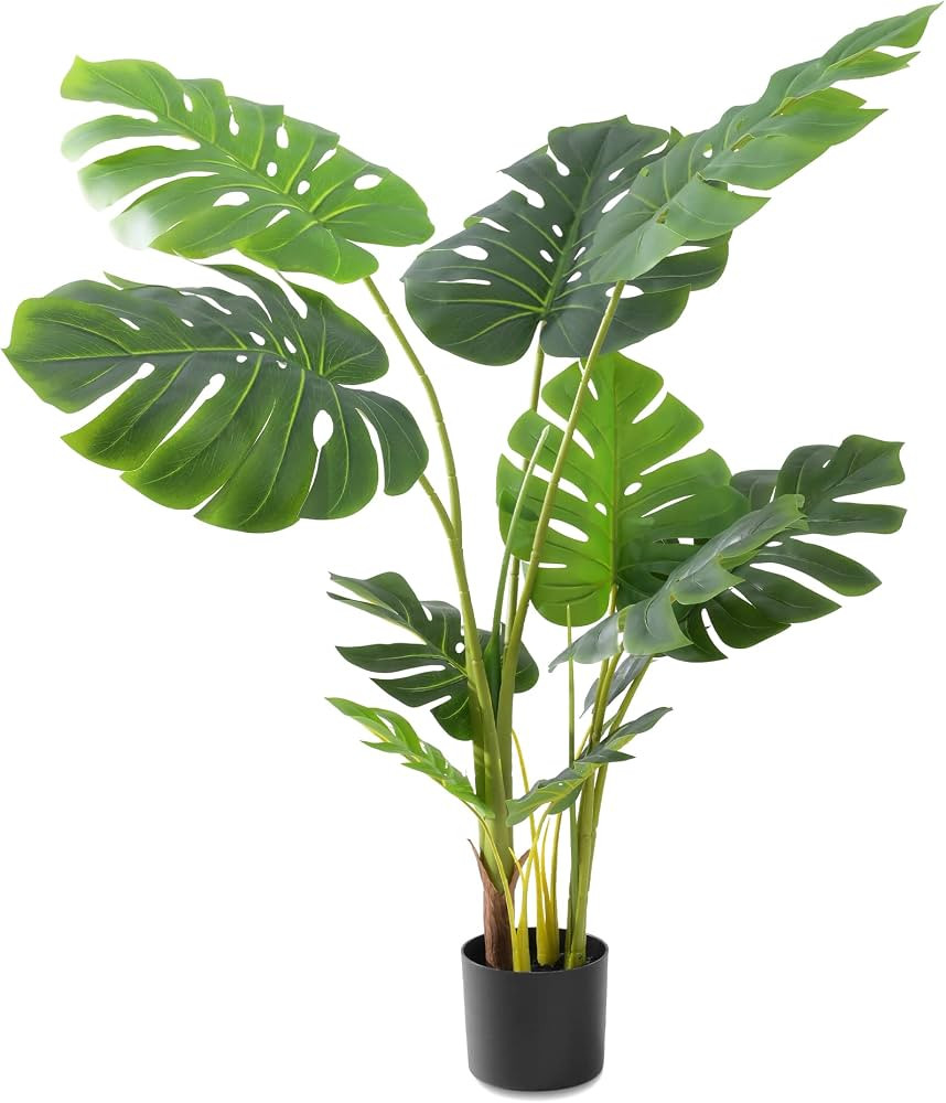 Artificial Tree-Faux Plants Indoor Outdoor- Keloteven 4FT Artificial Monstera Fake Tall Tree 11 L... | Amazon (US)
