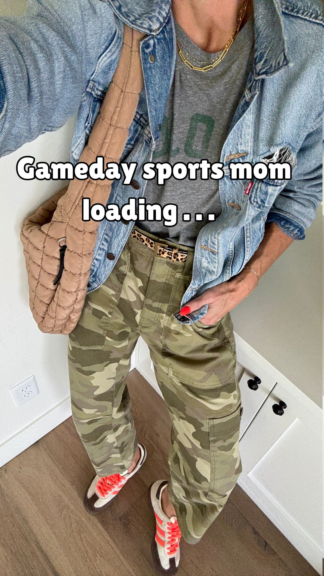 Game day vibes 🙌 Starting with the softest, broken-in Polo Ralph Lauren tee (the kind that feels like you’ve had it forever AND will wear forever), paired with camo pants (🚨THIS pair is on SALE & selling fast) and a leopard belt for a fun mix of prints. I layered on an oversized denim jacket, grabbed my quilted bag, and finished it off with fun sneakers + a trucker hat. Comfortable, cool, and game-day ready 
Sizing—
Everything fits her size except size down half size in the Adidas. Hurry if you want a pair of these because they’re almost sold out!💥


Fall outfit
Boots
Business casual 

#LTKOver40 #LTKActive #LTKFindsUnder50