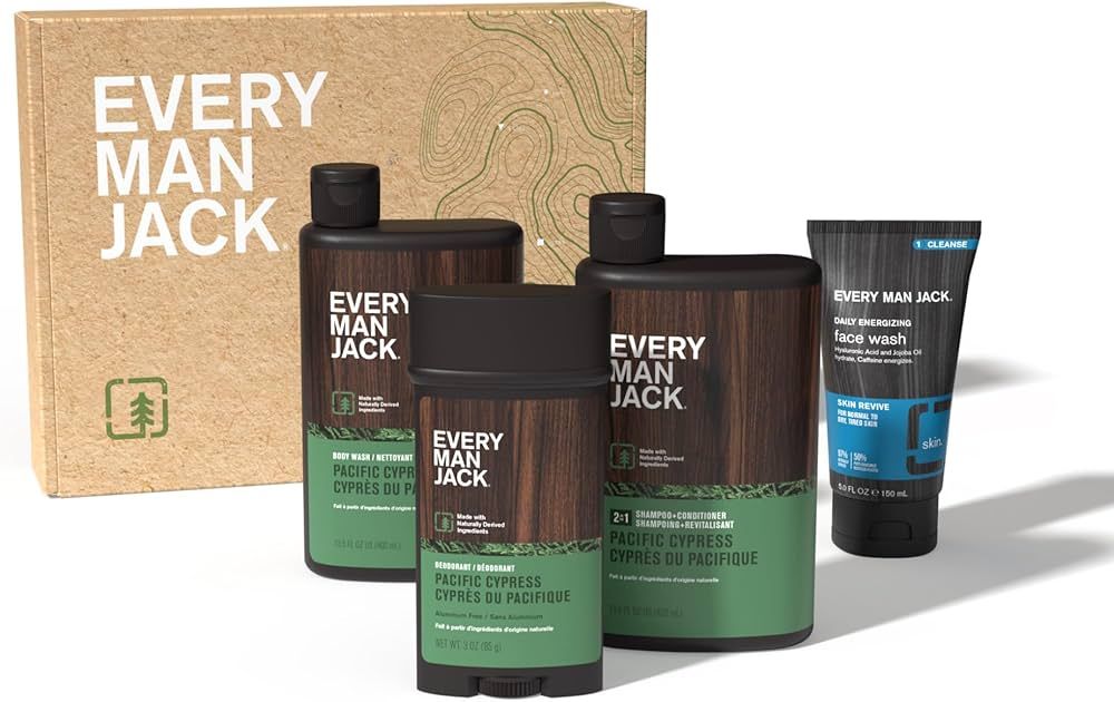 Every Man Jack Men’s Pacific Cypress Bath and Body Gift Set - Clean Ingredients & A Conifer Bra... | Amazon (US)