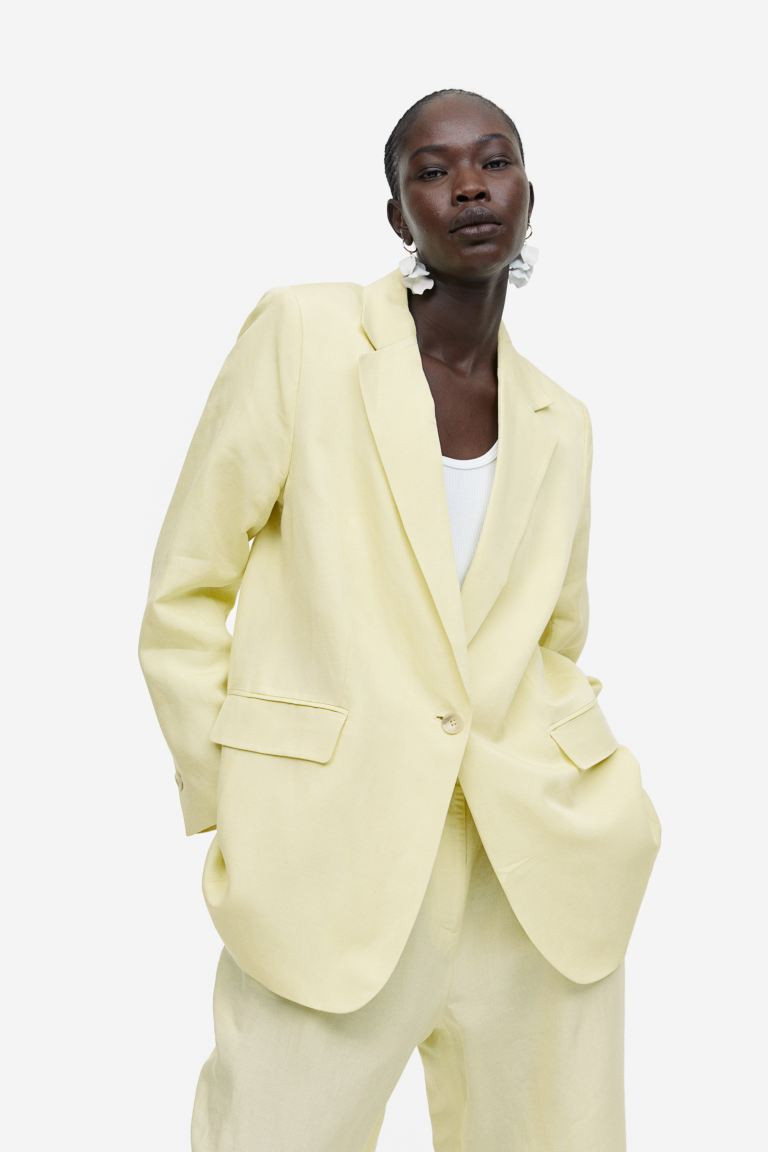 Linen-blend Jacket | Yellow Blazer | Yellow Jacket Jackets | Blazer Outfit | Work Outfit  | H&M (US + CA)