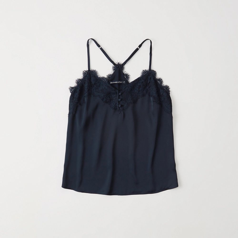 Lace-Trim Satin Cami | Abercrombie & Fitch US & UK