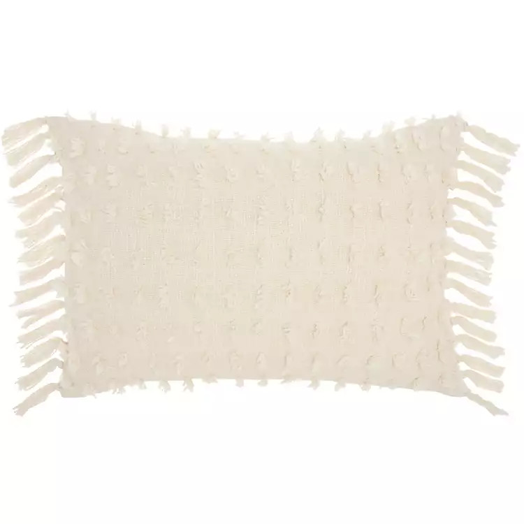 New! Cream Textured Poms Lumbar Pillow | Kirkland's Home