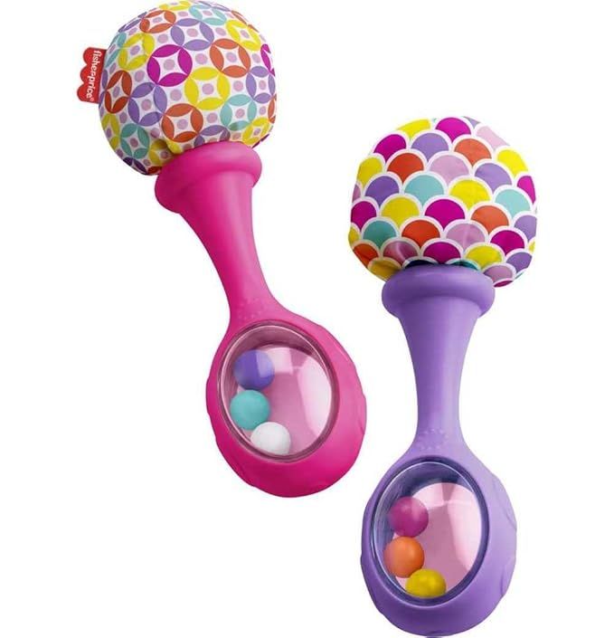 Fisher-Price Rattle 'N Rock Maracas Pink & Purple, Set Of 2 Baby Rattle Activity Toys, 2 Count (P... | Amazon (US)