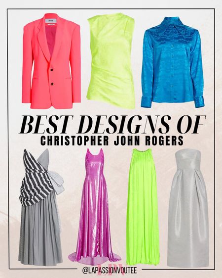 Experience the epitome of couture brilliance with Christopher John Rogers' unparalleled designs, where every stitch tells a story of innovation and artistry. Embrace a symphony of color, texture, and silhouette that redefine fashion's boundaries, setting the stage for elegance and individuality to shine like never before! 😍

#LTKSeasonal #LTKstyletip