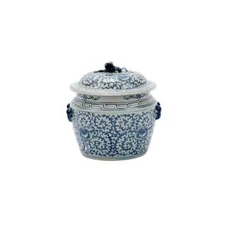 Handmade Lidded Rice Floral Motif Decorative Jar | Bed Bath & Beyond