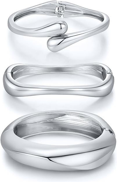 Chunky Gold Bangle Bracelets for Women Trendy 14K Gold Plated Cuff Bracelets Stack, Dainty Bracel... | Amazon (US)