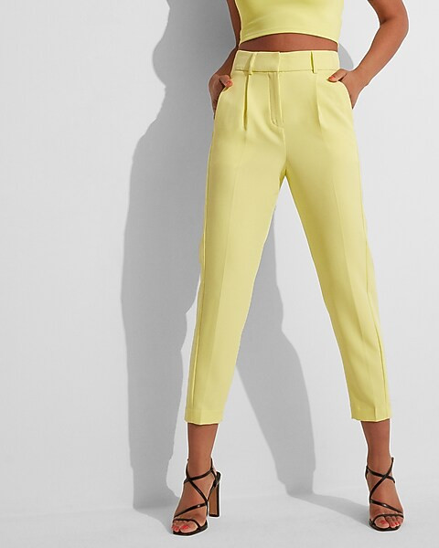 High Waisted Pleated Ankle Pant | Express