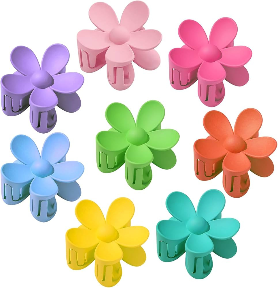 Hair Claw Clips 8PCS Flower Hair Clips for Women and Girls, Strong Hold Matte Claw Flower Shaped ... | Amazon (US)