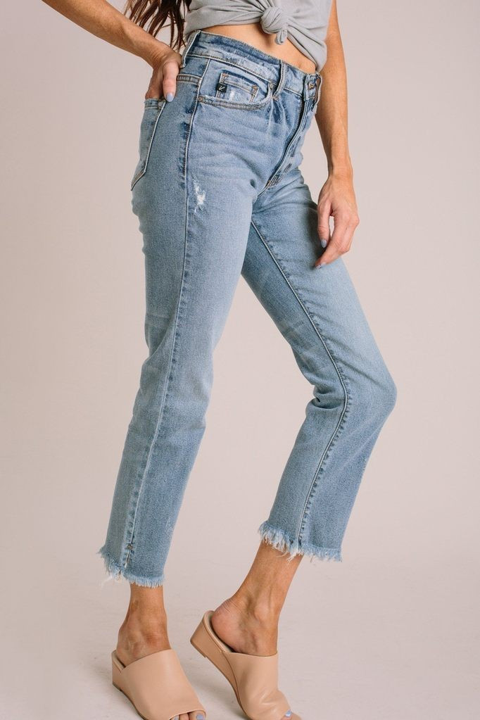 Emmie High Rise Straight Leg Jeans | Morning Lavender
